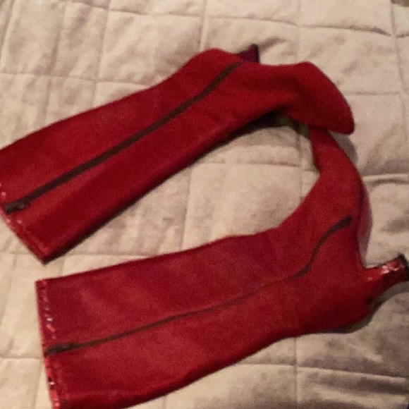 Emmanuel Ungaro Paris Red Calf Hair Snake Detailing Zip Up Boots size 7 1/2 M - Picture 15 of 16